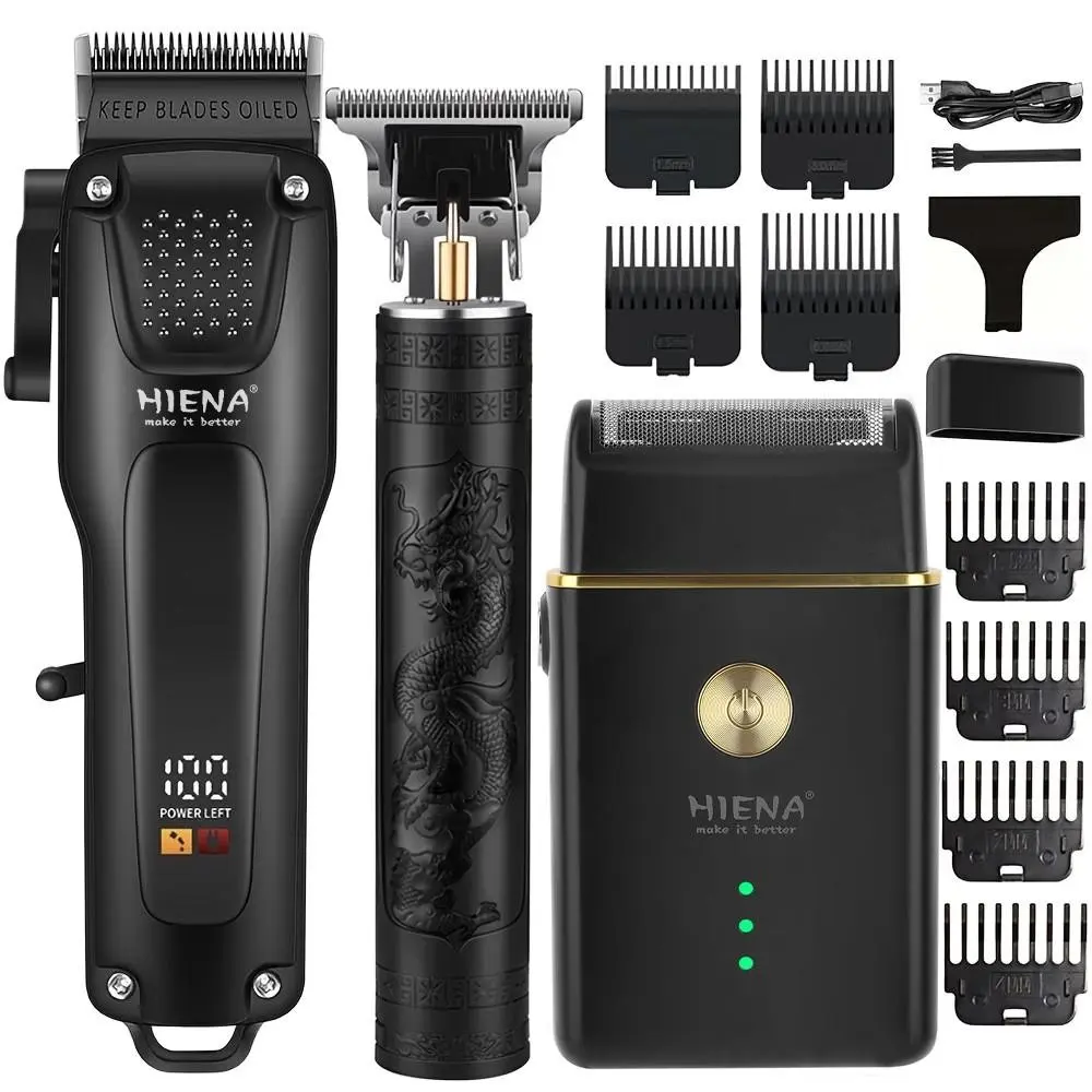 HIENA 3-in-1 Cordless Grooming Kit｜Hair Clipper, Cordless Hair Cutting, Wireless Hair Cutter & Beard Trimmer for Men, Compact, Portable & Lightweight with USB Fast Charge, Usb Rechargeable Trimmer. Complete Home Styling Set
