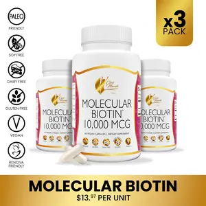 3 Bottles of Coco March N.M.D Molecular Biotin Wellness Supplement, Dietary Supplement to Support Healthy Skin, Growth of Hair and Nails - 60 Capsules