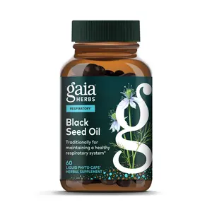 Gaia Herbs Black Seed Oil - Cold-Pressed Capsules with Nigella Seed Traditionally Used for Lung, Respiratory & Antioxidant Support* - Herbal Supplement - 60 Vegan Liquid Phyto-Caps