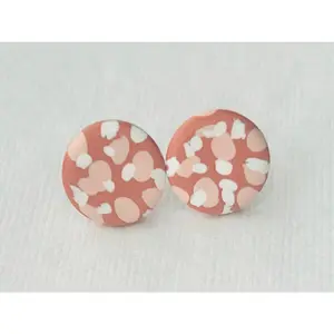 Fawn Print Earrings Polymer Clay Studs Hypoallergenic Stainless Steel Backings Handmade in Fennville MI Size .5 inch