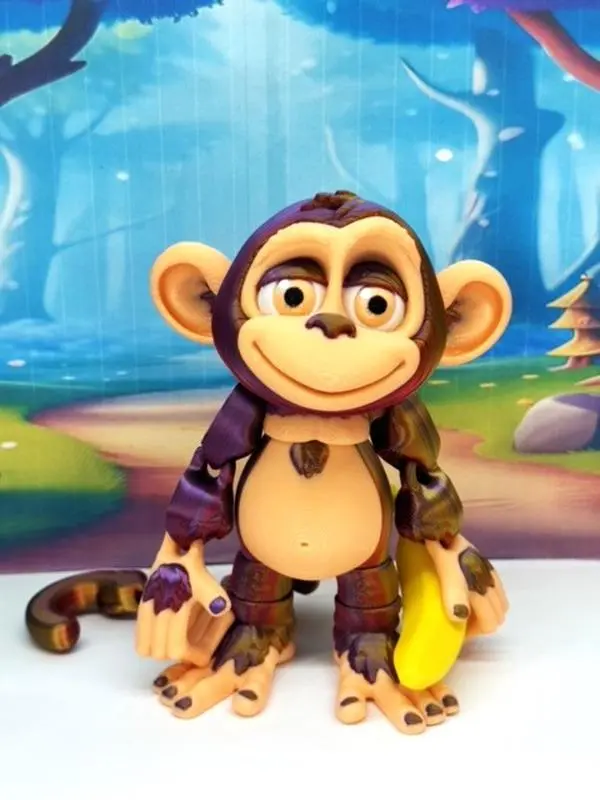 3D Printed Articulated Monkey Fidget Toy, 5" Articulated Posable, Hangable Monkey, Stands on Its Own for Fun Poses and Display, Executive Desk Toy, Fidget Toy 3D Printed in USA