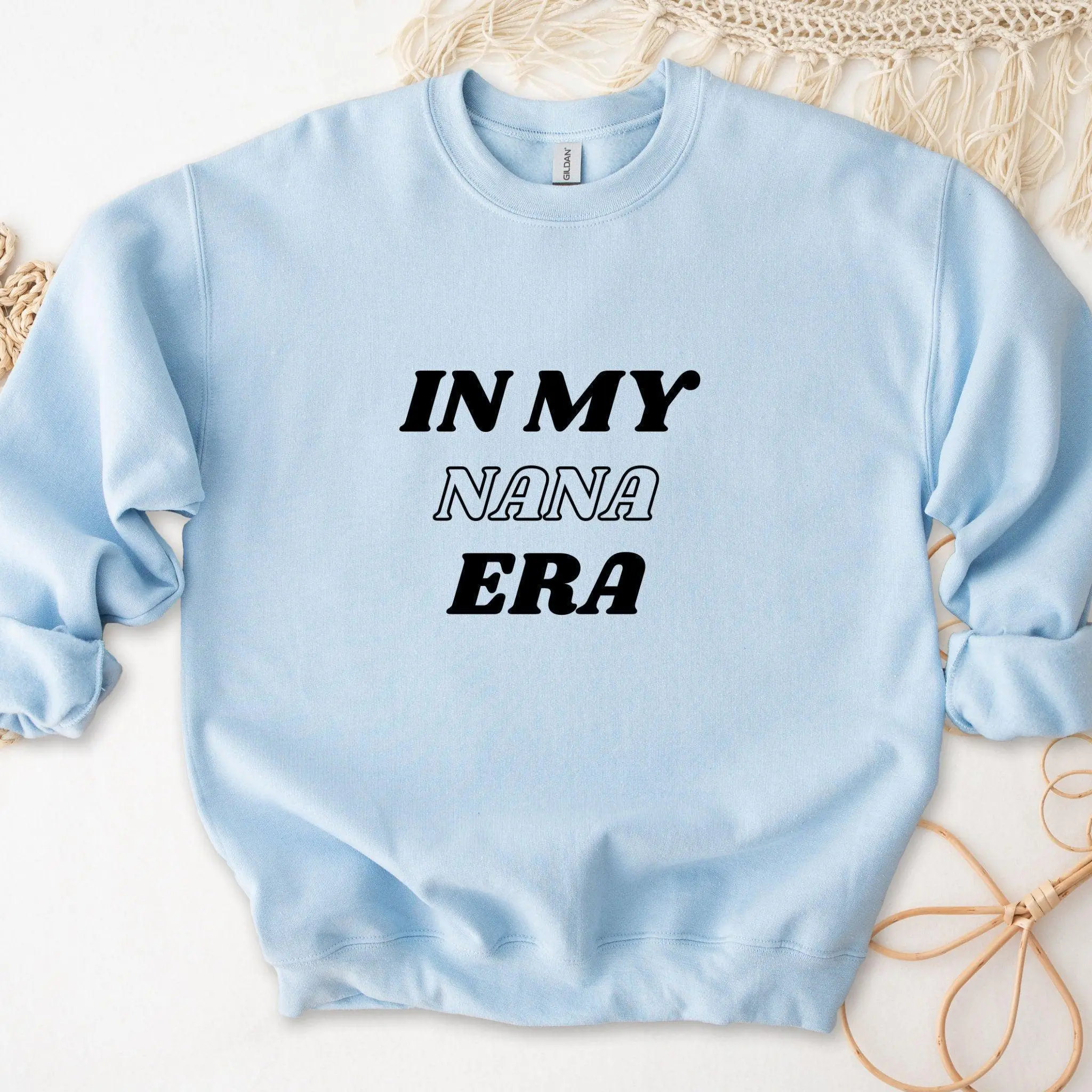 In My Nana Era Sweatshirt by Humraha | Desi Arab Muslim Fashion Apparel Gifts for Ramadan Eid Nikkah Wedding Couples Families New Moms Aunts Uncles Grandparents | Pakistan India Bangladesh Palestine Lebanon Egypt Syria