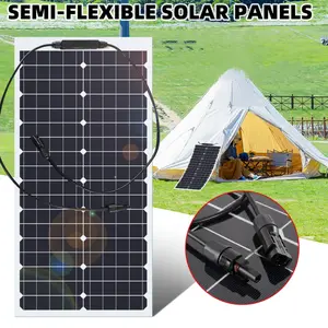 35W 18V Bendable Solar Panel Monocrystalline, Ultra-Thin Semi-Flexible MC4 Solar Charger for Camper Off-Grid Use