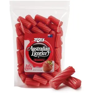 Australian Licorice Strawberry Flavor – Soft & Chewy Red Licorice Candy, 12 oz Bag – Fruit Twists for Snacking, Candy Buffets, Gift Bags & Party Favors – Zestix