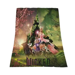 Wicked Witch And Fairy Themed Flannel Blanket - Soft, Cozy, Reusable Throw For Sofa, Office, Bed, Camping, Travel - All-Season Polyester