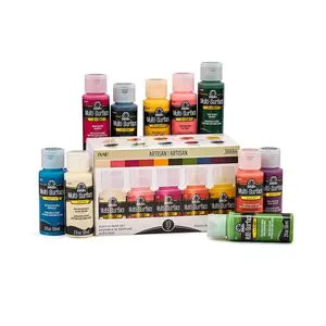 FolkArt® Multi-Surface Satin™ Artisan Paint Set - Trusted Brand, 10pc 2oz, Fire Coral, Juneberry, Licorice, Creamy Consistency, Model 36684