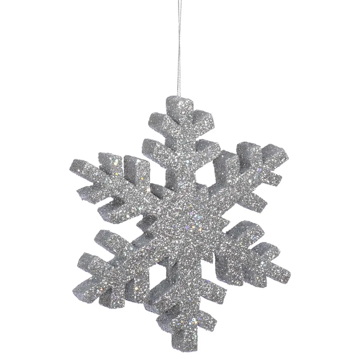 212 MAIN 24 In Styrofoam Silver Glitter Snowflake Christmas Ornament - 24"H x 2"W x 24"L, Light Weight Decorative Festive Home Supply, Holiday Indoor Decoration