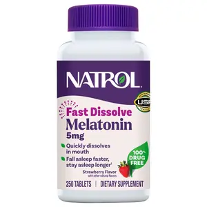 Natrol Melatonin 5 Mg Fast Dissolve 250 Strawberry Flavor Tablets ~ Exp 03/2027