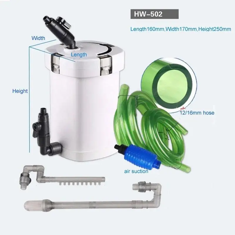 SUNSUN HW-502 HW-503 Aquarium Canister Filter, Complete External Filter Set with Built-in 5W Water Pump, Low Water Level Available Fish Tank Filter for Freshwater & Saltwater