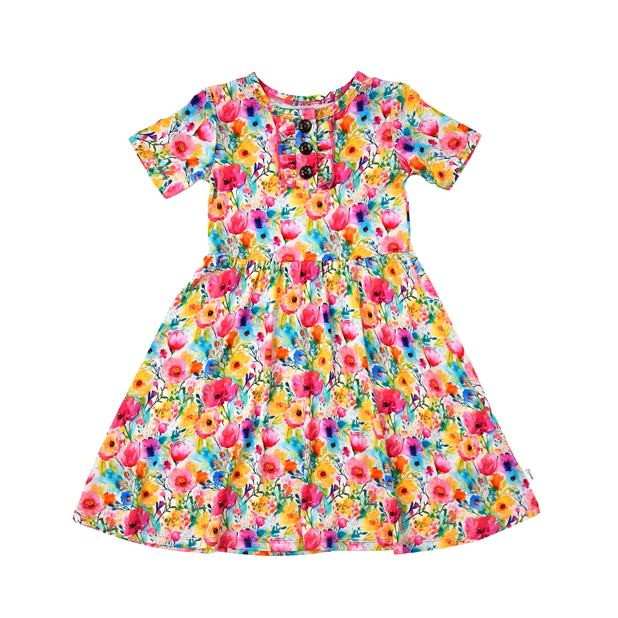 Ariana TUTU DRESS for Little Cuties Super Soft Bamboo Viscose Fabric with Stretchy Ruffle Button Placket 18-24m 2t/3t 4t 5t 6 7 8
