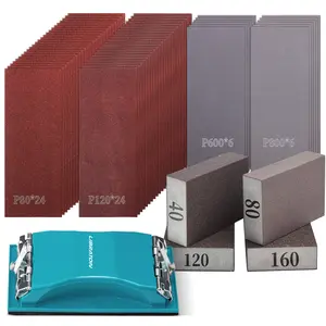Sandpaper 65Counts, Sand Paper, Sandpaper Assortment 80/120/400/600Grit, Assorted Sandpaper for Wood, Sanding Sponges, Sanding Handle, Heavy Grit Sandpaper Sheets for Wood, Metal, Wet and Dry Sanding
