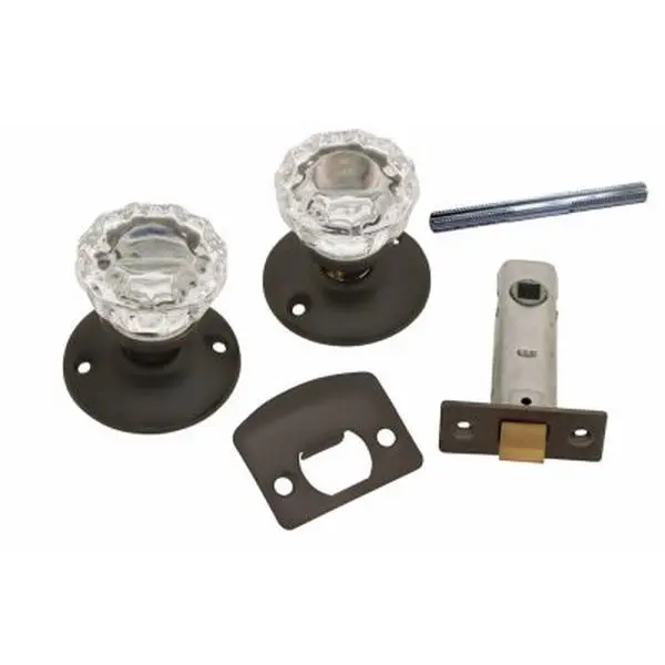 212 MAIN Belwith Products 214590 Vintage Bronze Passage Door Latch Set with Glass Doorknob