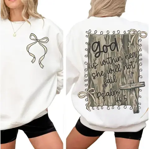 Women's Casual Mama Sweatshirt, Vintage Oversize Crew Neck with Long Sleeves, Checkered Camo & Lightning Bolt Graphic, Cotton Blend Digital Print