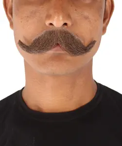 Men's Premium Imperial Mustache Human Hair, Flame-retardant Synthetic Fiber- Multicolor