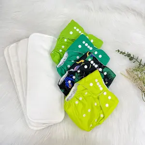 8pcs Reusable Cloth Diapers Set, Washable Baby Nappies with Soft Fleece Lining, Eco-Friendly Breathable Fabric for Sensitive Skin Care