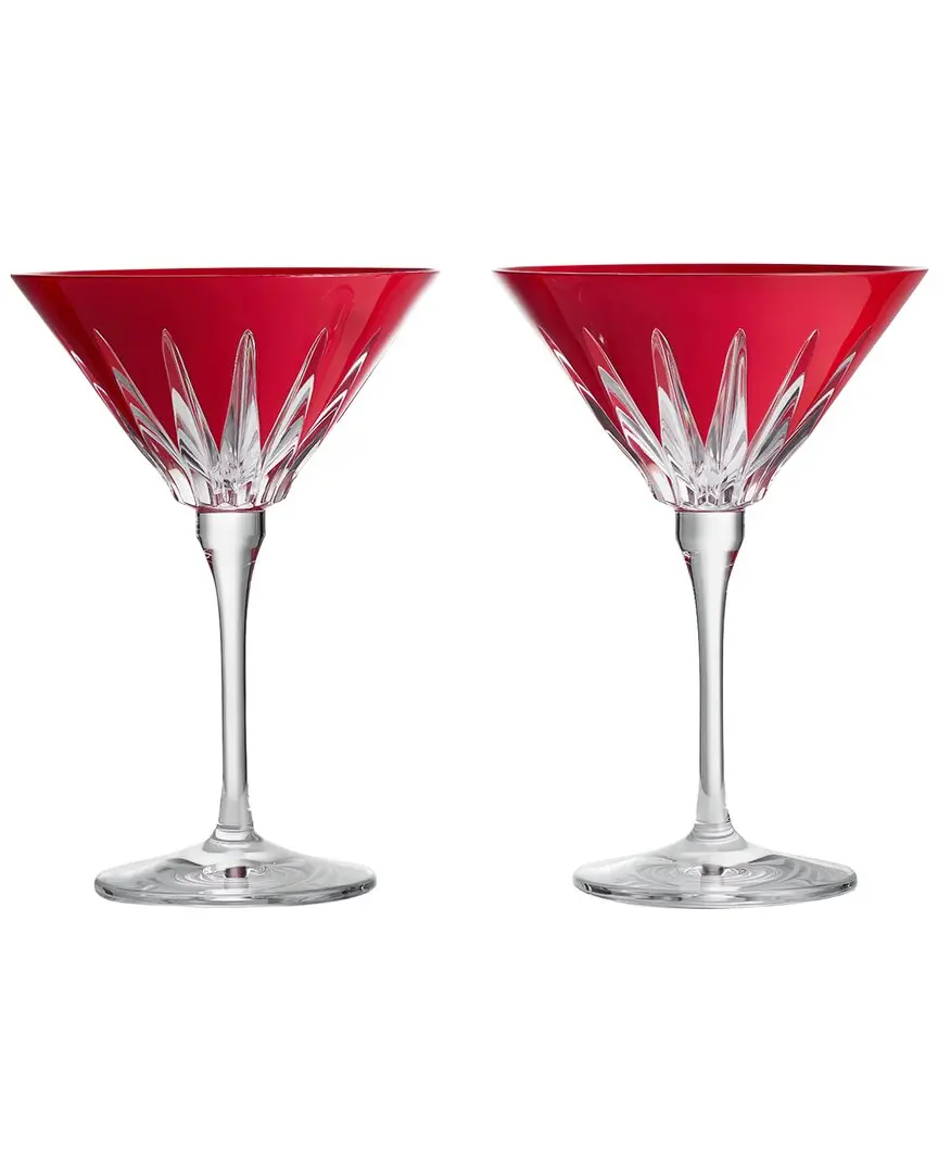 Waterford Set of 2 Fireworks Red Martini Glasses