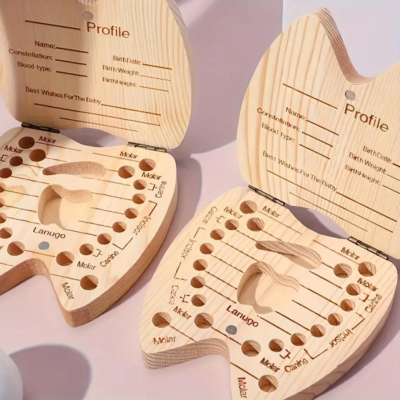 Heart-Shaped Wooden Tooth Fairy Treasure Keepsake Box, Hexagonal Cloud Design, Snap Latch Closure, Eco-Friendly Cute Home Organiser Storage Box for Precious Mementos