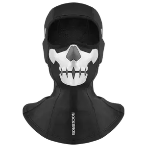 ROCKBROS Full Face Balaclava Ski Mask Winter Fleece Hood for Skiing Cycling with Skull Design Water-Resistant Comfort Helmet-Compatible Design