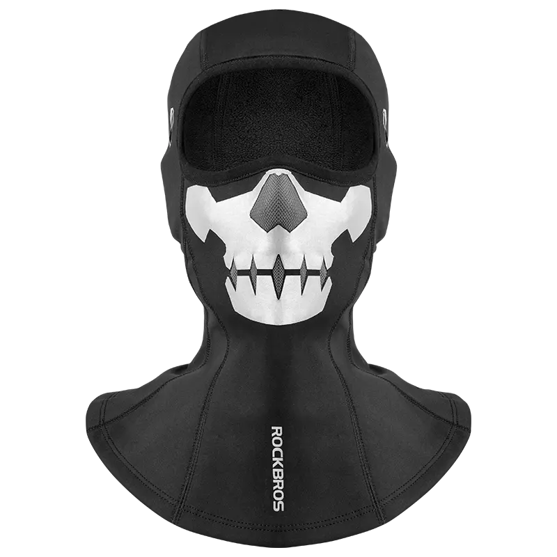 ROCKBROS Full Face Balaclava Ski Mask Winter Fleece Hood for Skiing Cycling with Skull Design Water-Resistant Comfort Helmet-Compatible Design
