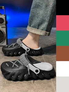 Women's Lace-Up Garden Shoes, Men's Eva Slippers, Hand-Woven Boho Style, Comfortable Lightweight Casual Shoes for All Seasons, Thick Bottom Slippers