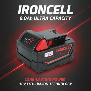 IRONCELL Upgrade 8.0Ah High Capacity Lithium Battery, 18V Replacement Battery Compatible with Milwaukee M18 48-11-1810/1820/1840/1850/1828/1860, Fit for Cordless Power Tools & Outdoor Use