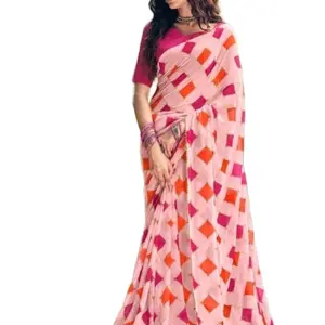 Good quality Soft Georgette Saree with samosa border. Fals and Pico are Done - Traditional Style for Women - Dress