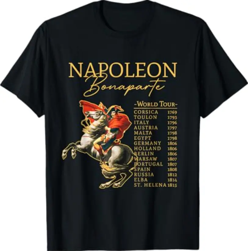 Napoleon Bonaparte "World Tour" Vintage Style Historical Graphic Tee Menswear Cotton