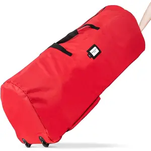 , Rolling Tree Storage Bag - Storage for 9-Foot Artificial Christmas Holiday Tree. Zippered Bag, Carry Handles & Wheels for Easy Transport. Protects Against Dust, , , RED