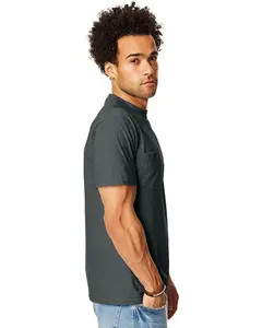 Hanes 5190P Adult Beefy-T with Pocket - Durable Ringspun Cotton Tee for Men | Sustainable Casual Wear comfort  color  shirts Menswear T-Shirt Top Collar