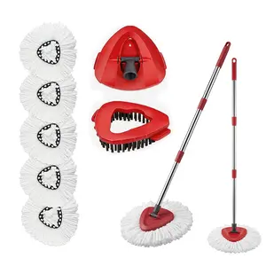 For O-cedar Microfiber Spin Mop Heads Refills & Scrub Brush for O-Cedar Easywring Spin Mop 1 Tank System Scrub Replacement Deep Cleaning Pack（No bucket）