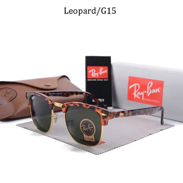 Ray-Ban Clubmaster Style Polarized Sunglasses for Men & Women UV400 Classic Black Gold Frame Retro Fashion Eyewear