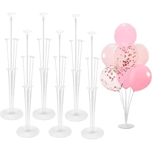 6 Sets Balloon Stand Kit Balloon Sticks with Base for Table Floor Balloon Arch Ideal for Baby Shower Birthday Wedding Party Decorations