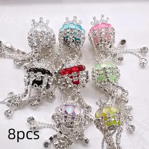 8 PCS Focus Beads, Used for Pens, Fancy Sparkling Crown Pen Focus Beads, Suitable for DIY Jewelry, Bracelet Beads, Necklaces, And Bead Pen Craft Projects, Jewelry Making Beads Charm, Christmas Beads, Handmade Bracelets, Necklace Crafting, Decorative Beads