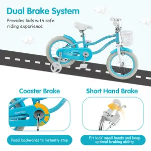 COSTWAY - 14/16/18 Inch Kids Bike with Dual Brakes and Adjustable Seat-14 inches