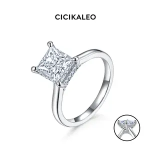 CICIKALEO 2CT Princess Cut Moissanite Hidden Halo Ring for Women D VVS1 Stackable 18K Gold Plated Lab-Created Hypoallergenic Wedding Engagement Anniversary Gift Fine Formerly CICI GEMS #Summervibes