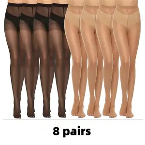 8 Pairs Women's Sheer Tights Ultra Thin High Waist Pantyhose Thigh Stockings