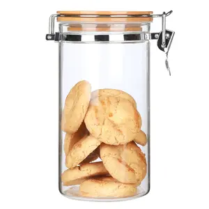 KKC Borosilicate Glass Coffee Bean Storage Container with Airtight Lid,Glass Sealed Jar with Locking Clamp Lid for Coffee Beans,Nuts,Coffee Storage Canister with Spoon for 1 lb Bean,40 Fluid-oz