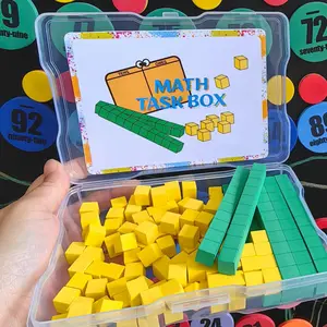 Math Task Box Set, 1 Set Base Blocks Math Learning & Game Cards, Creative Number Blocks, Counting Blocks for Kids Math, Math Learning Tools