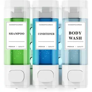 No-Drill Wall Mount Soap Dispenser, Lockable 900ML Shampoo Conditioner Shower Dispenser, Reusable Liquid Storage for Home Bathroom Hotel & Airbnb