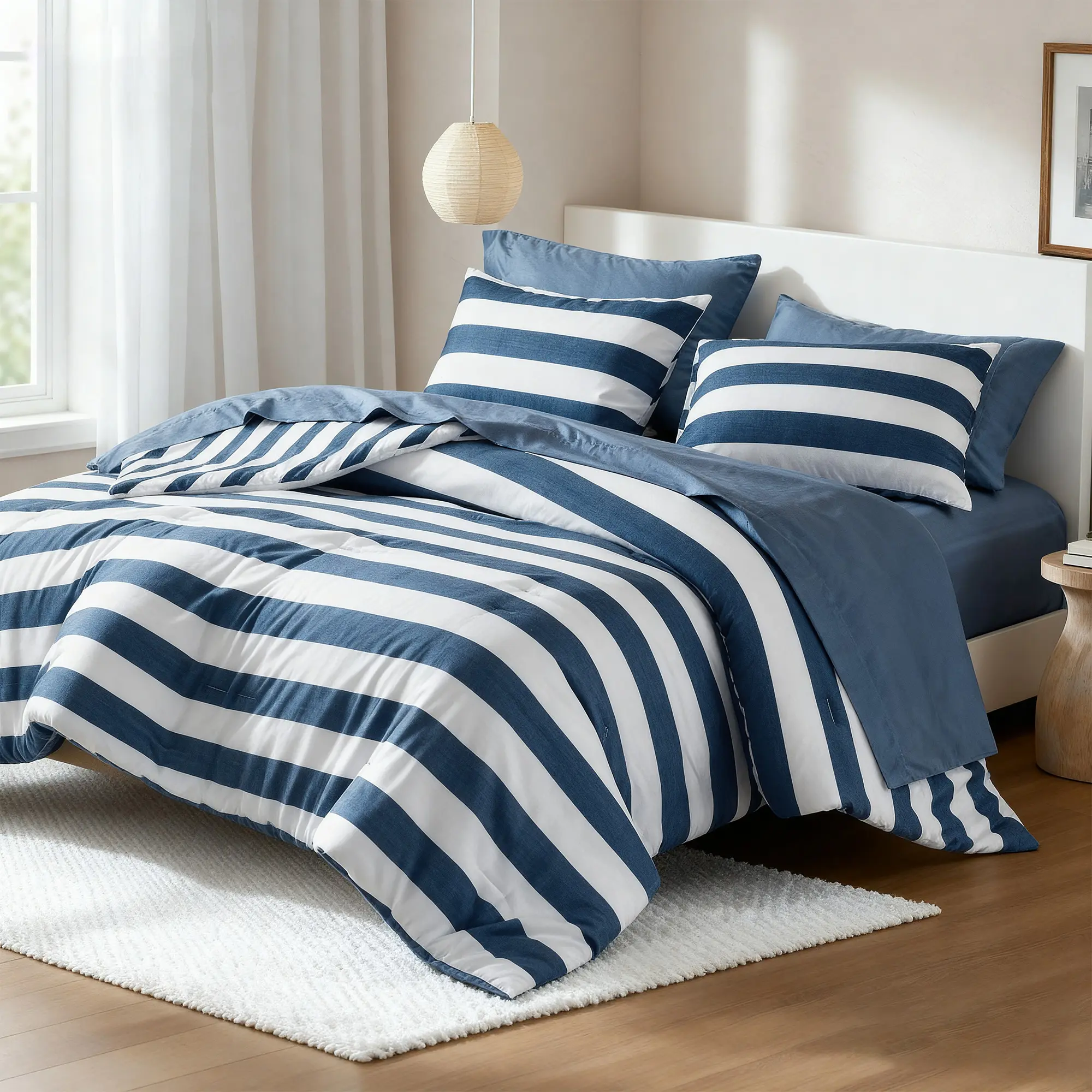 Stripe Textured Print Comforter Set, Echo