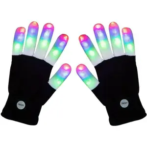 LED Gloves Rave Light Finger Lighting Flashing Glow Mittens  Stretchy Comfortable for Raves Festivals Concerts Parties - Masks, Disposable