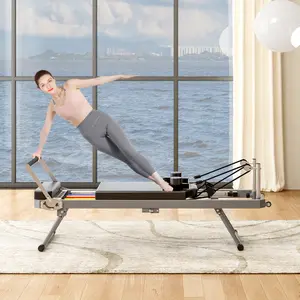 [Fahuac] Foldable Pilates Reformer Machine for Home Gym - 77.9" Professional Pilates Equipment with 5 Springs, 3-Level Footbar, Adjustable Pulley Risers, High-Density Shoulder Pads, 330LBS Capacity, Space-Saving Design