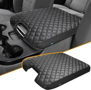 Center Console Cover for 2013-2018 Ram 1500 & 2013-2024 Ram 2500/3500/1500 Classic PU Leather Armrest Cover Easy Installation No Wrinkles Comprehensive Protection, Anti-Slip