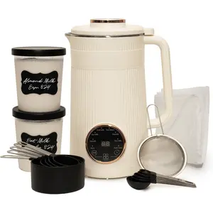 -In- Bundle Nut Milk Maker Machine - Includes 4 Storage Bottles, Labels & Measuring Set 32oz Capacity 8 in 1 Function Soy Milk Maker Machine Automatic Stainless Steel Almond Nut Oat Rice