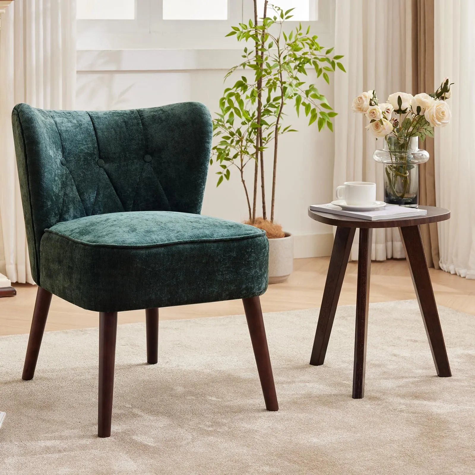 GAOMON Modern Wingback Living Room Chair, Upholstered Fabric Accent, Single Sofa Chair with Lounge Seat and Wood Legs for Office/Bedroom/Reading Spaces