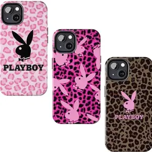 Playboy leopard print pink phone case, compatible with iPhone 11-17
