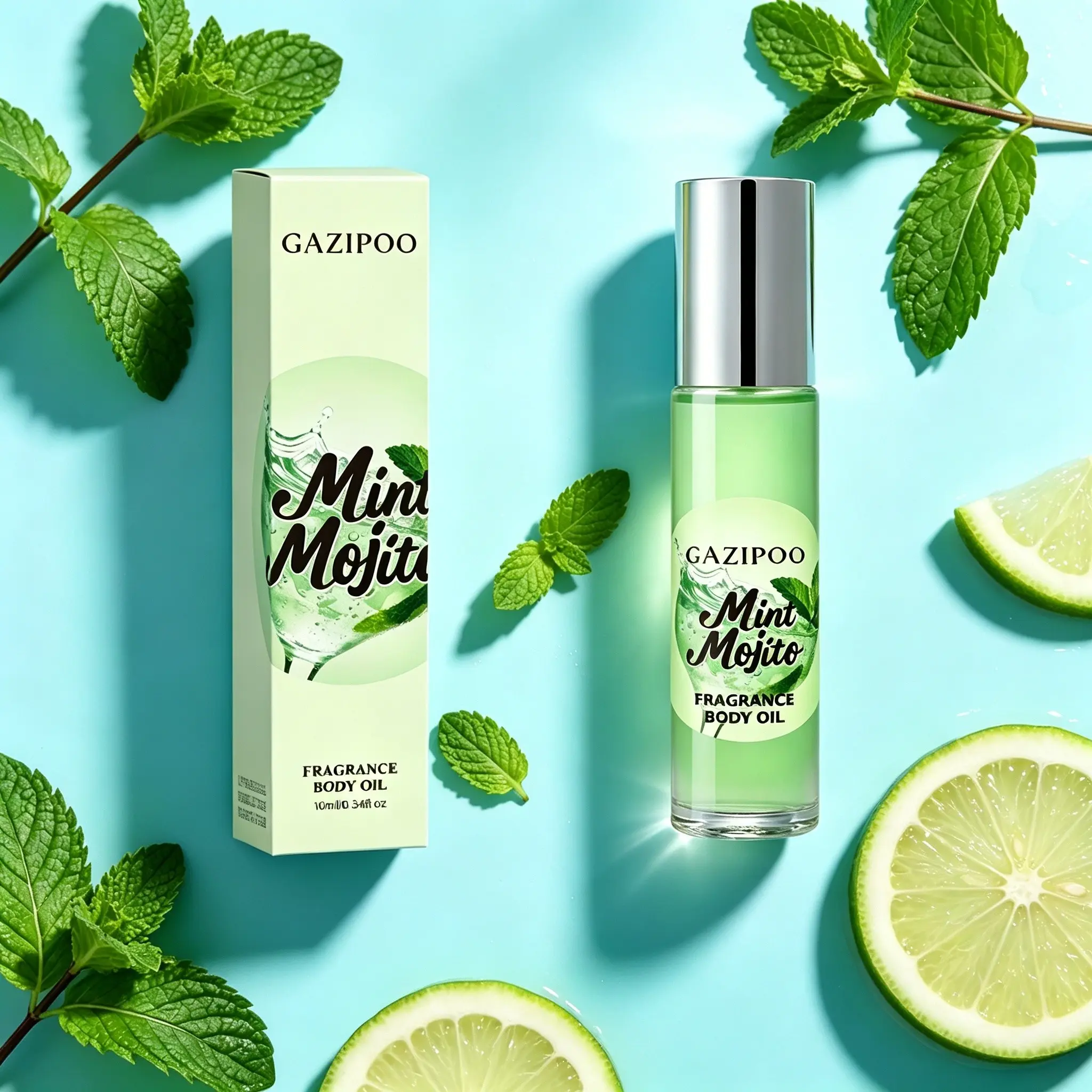 Mint Mojito Unisex Fragrance 10ML, Long-Lasting Fresh Scent, Floral Fruit Notes, Roll-On Design, Ideal for Gifts, Parties, Travel