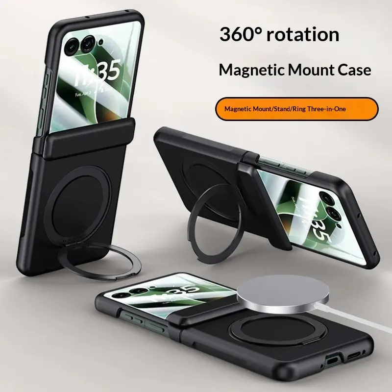 for Motorola Razr2026Razr2025/Razr2024Handheld Devices, Hinge Protection, 360-Degree Rotating Stand, Wireless Charging Casing, Skin-Feel Full-Screen Tempered Film, Full-Cover Anti-Drop Design,summerwins summerwins