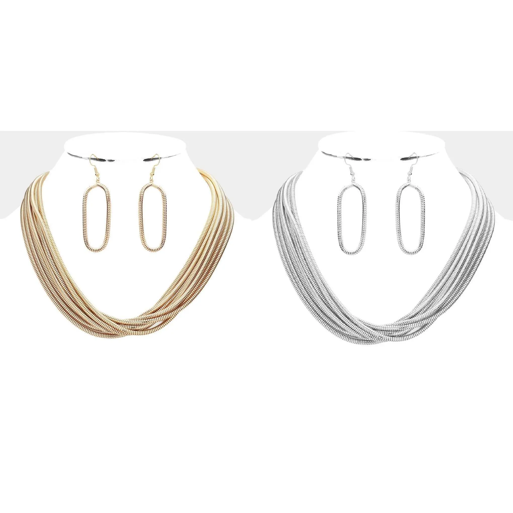 Metal Chain Multi Layered Necklace: Gold or Silver