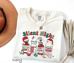 Comfort Colors® Silent Night Christmas Shirt, Christmas Nurse Shirt, Medical Christmas T-Shirt, ICU Nurse Christmas Tee, Nurse Holiday Shirt
